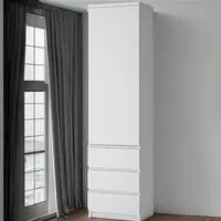 Florence Fribo Single Door Tall Narrow Wardrobe - White