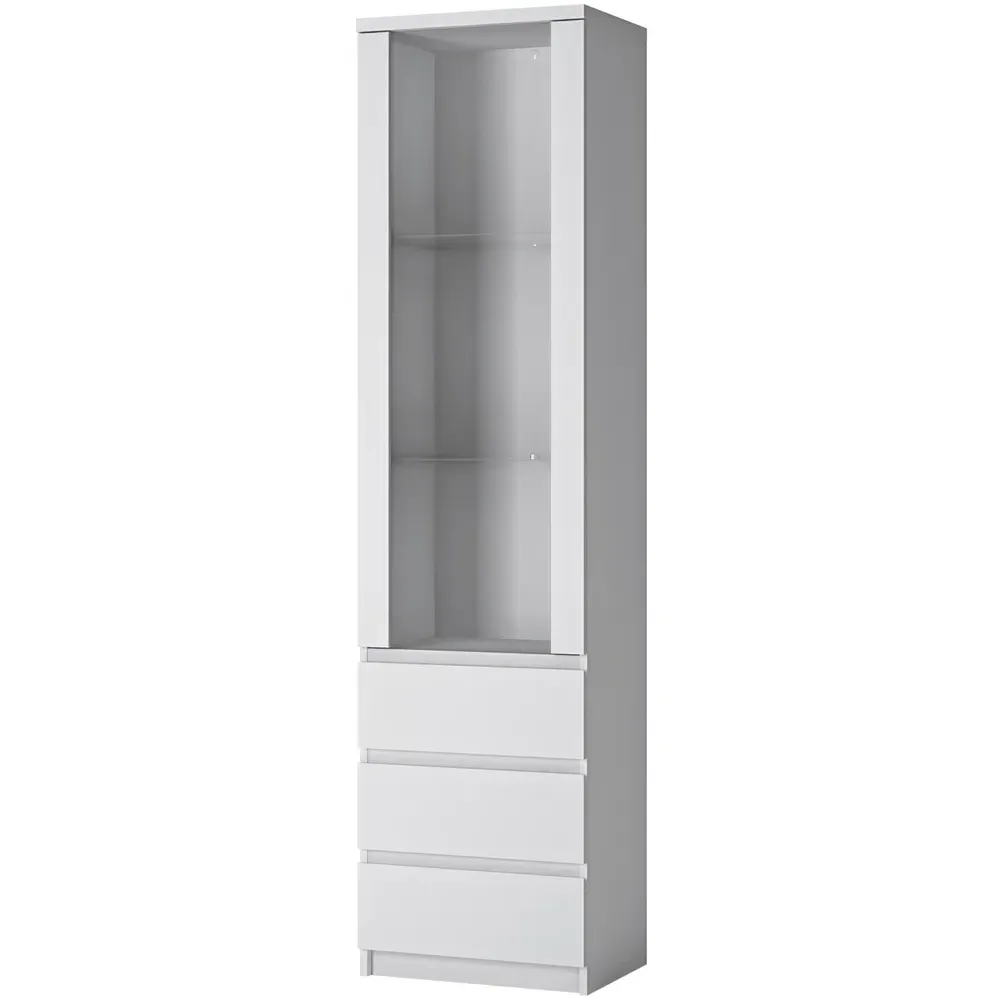 Florence Fribo Tall Narrow Display Cabinet - White