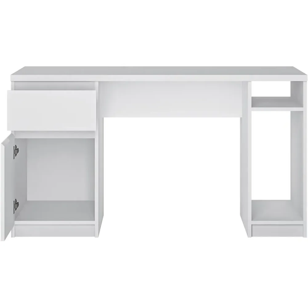 Florence Fribo Twin Pedestal Desk with Storage - Alpine White