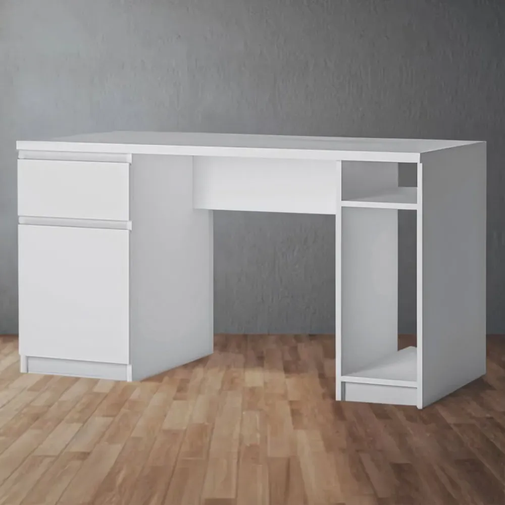 Florence Fribo Twin Pedestal Desk with Storage - Alpine White