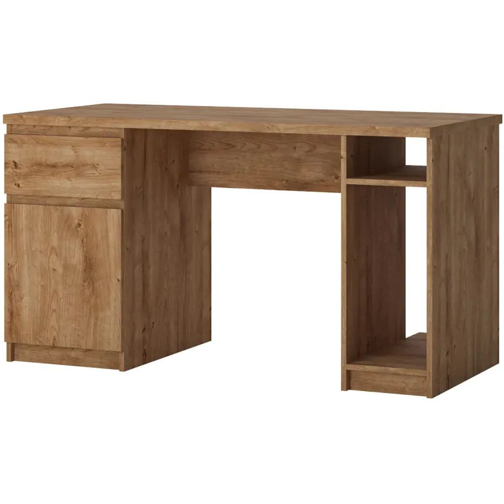 Florence Fribo Twin Pedestal Desk with Storage - Oak