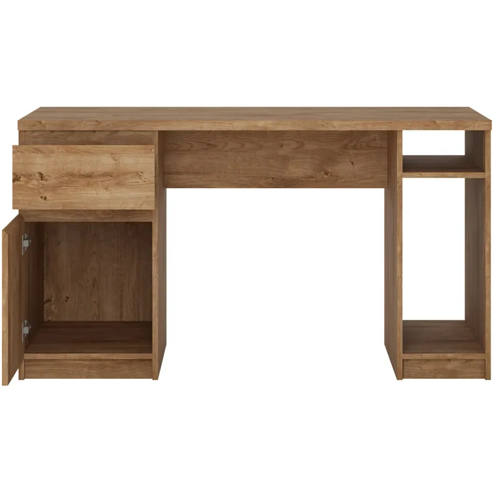 Florence Fribo Twin Pedestal Desk with Storage - Oak