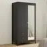 Florence Madrid 2 Door 2 Drawer Mirrored Wardrobe - Black
