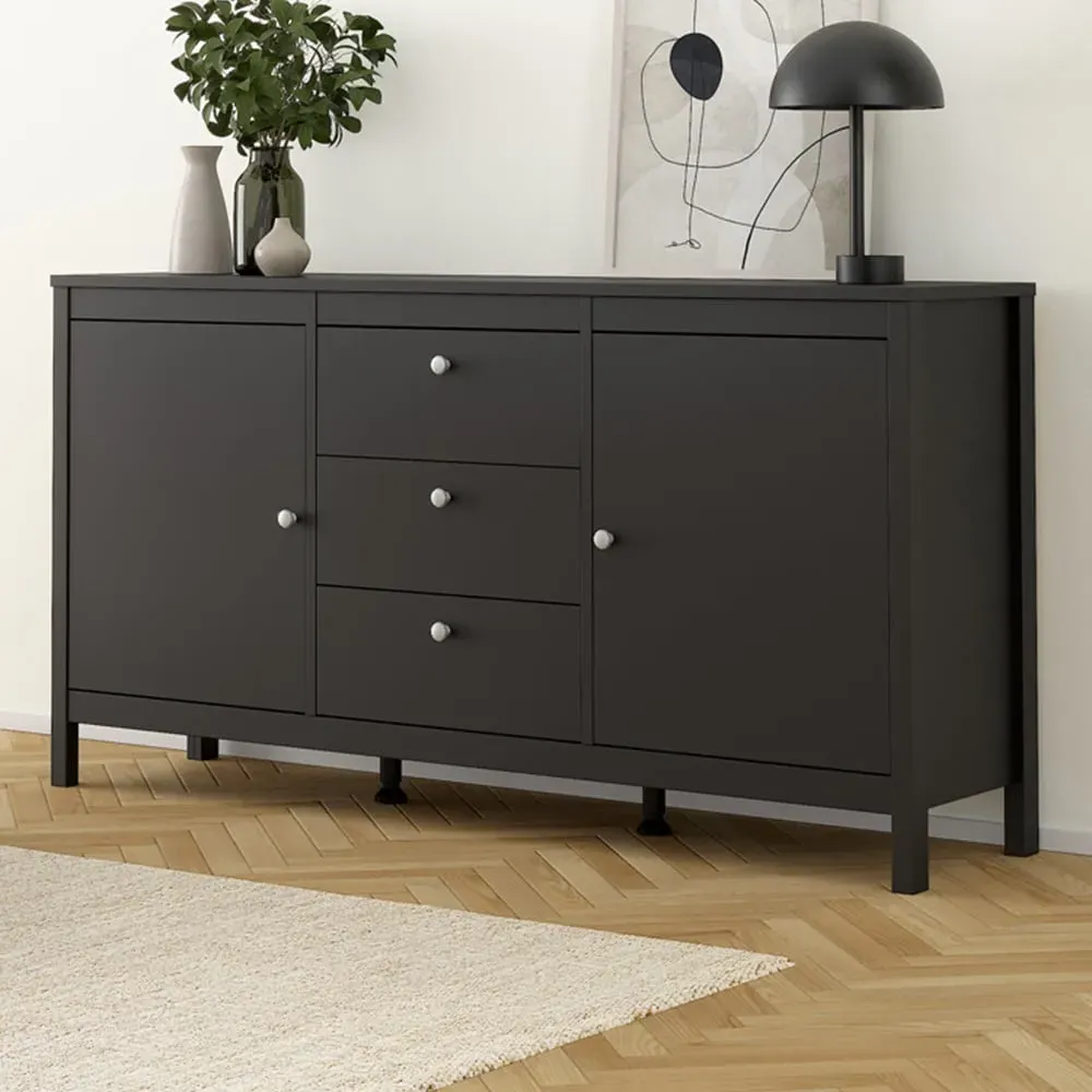 Florence Madrid 2 Door 3 Drawer Sideboard - Black
