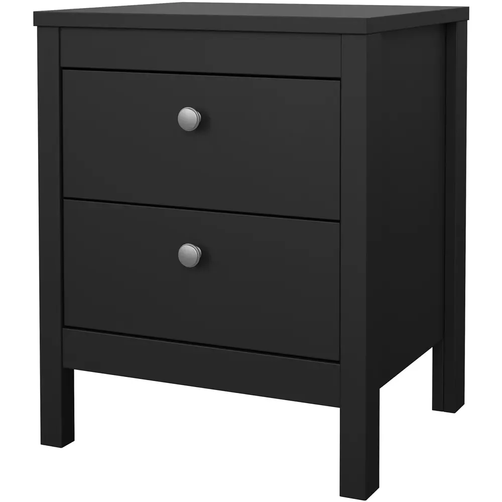 Florence Madrid 2 Drawer Bedside Table - Black
