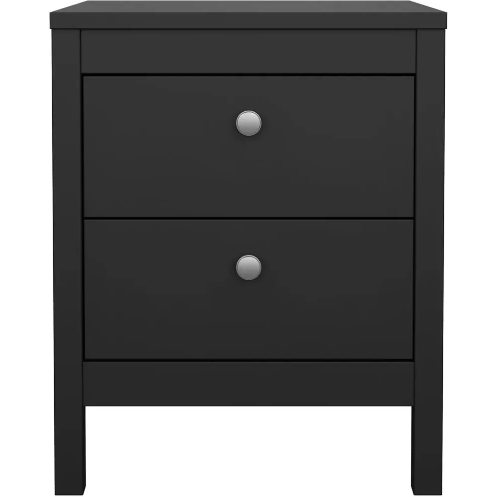 Florence Madrid 2 Drawer Bedside Table - Black