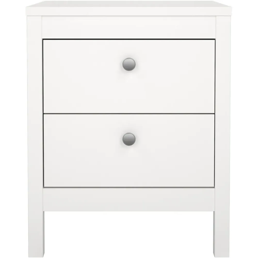 Florence Madrid 2 Drawer Bedside Table - White