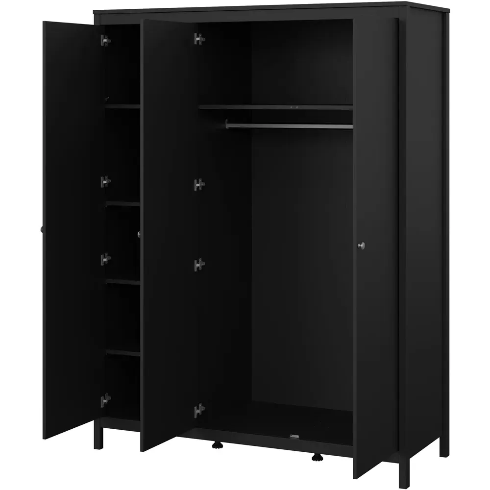 Florence Madrid 3-Door Wardrobe - Black