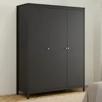 Florence Madrid 3-Door Wardrobe - Black