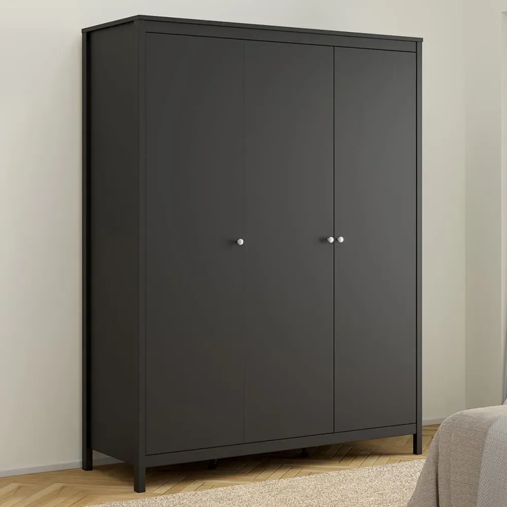 Florence Madrid 3-Door Wardrobe - Black