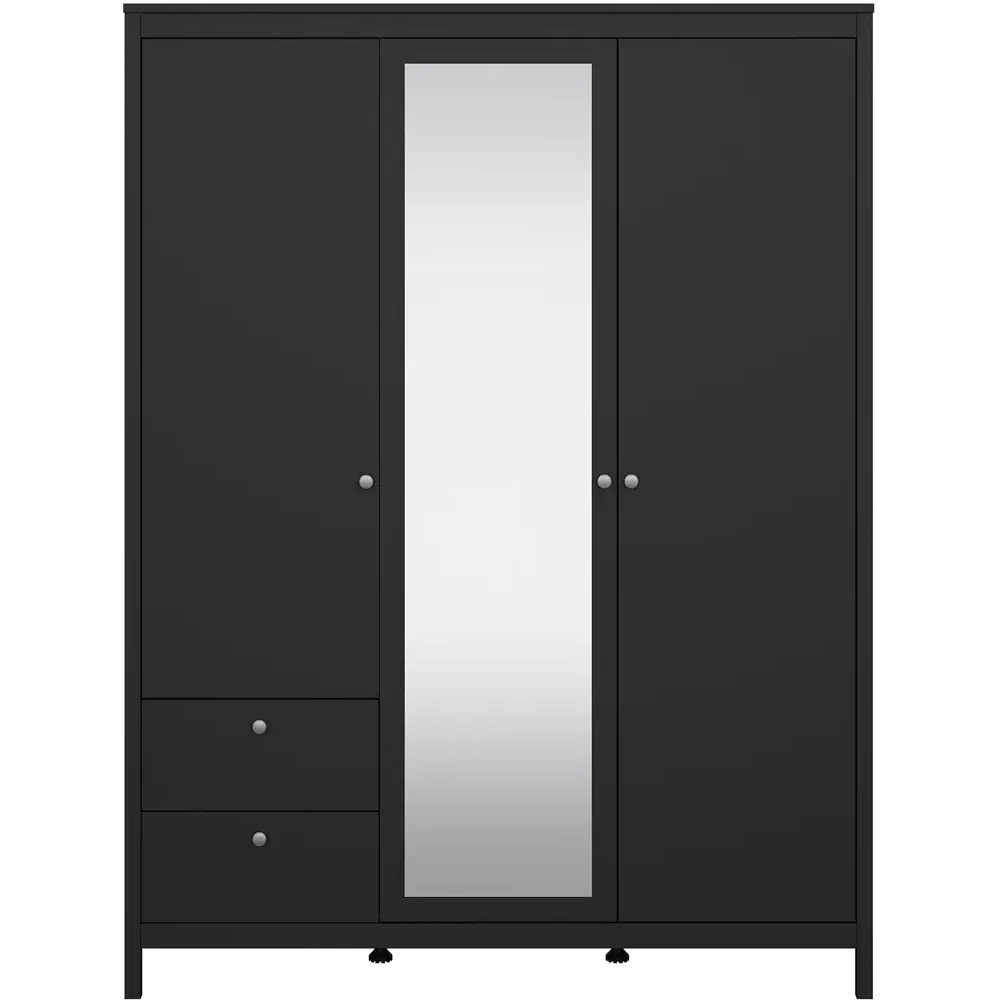 Florence Madrid 3-Door Wardrobe with Mirror - Black