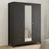 Florence Madrid 3-Door Wardrobe with Mirror - Black