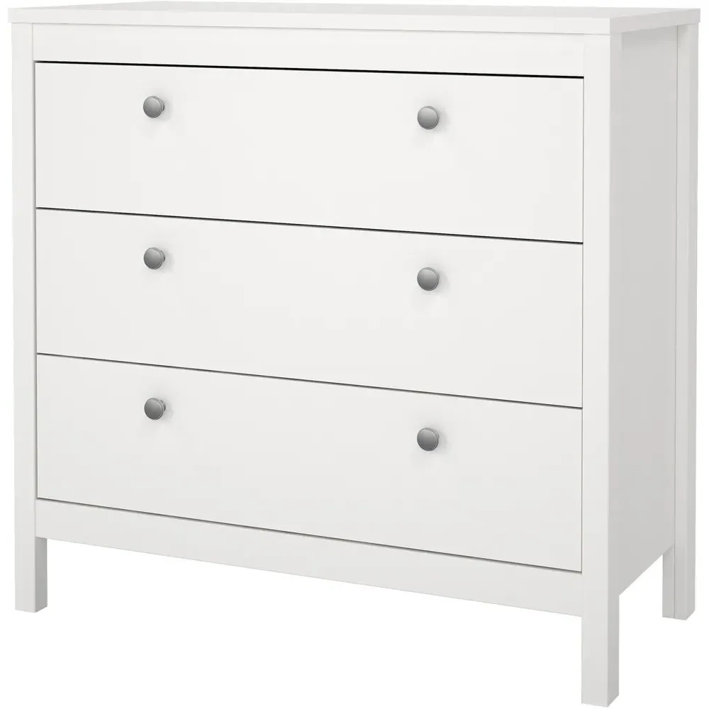 Florence Madrid 3 Drawer Chest of Drawers - White