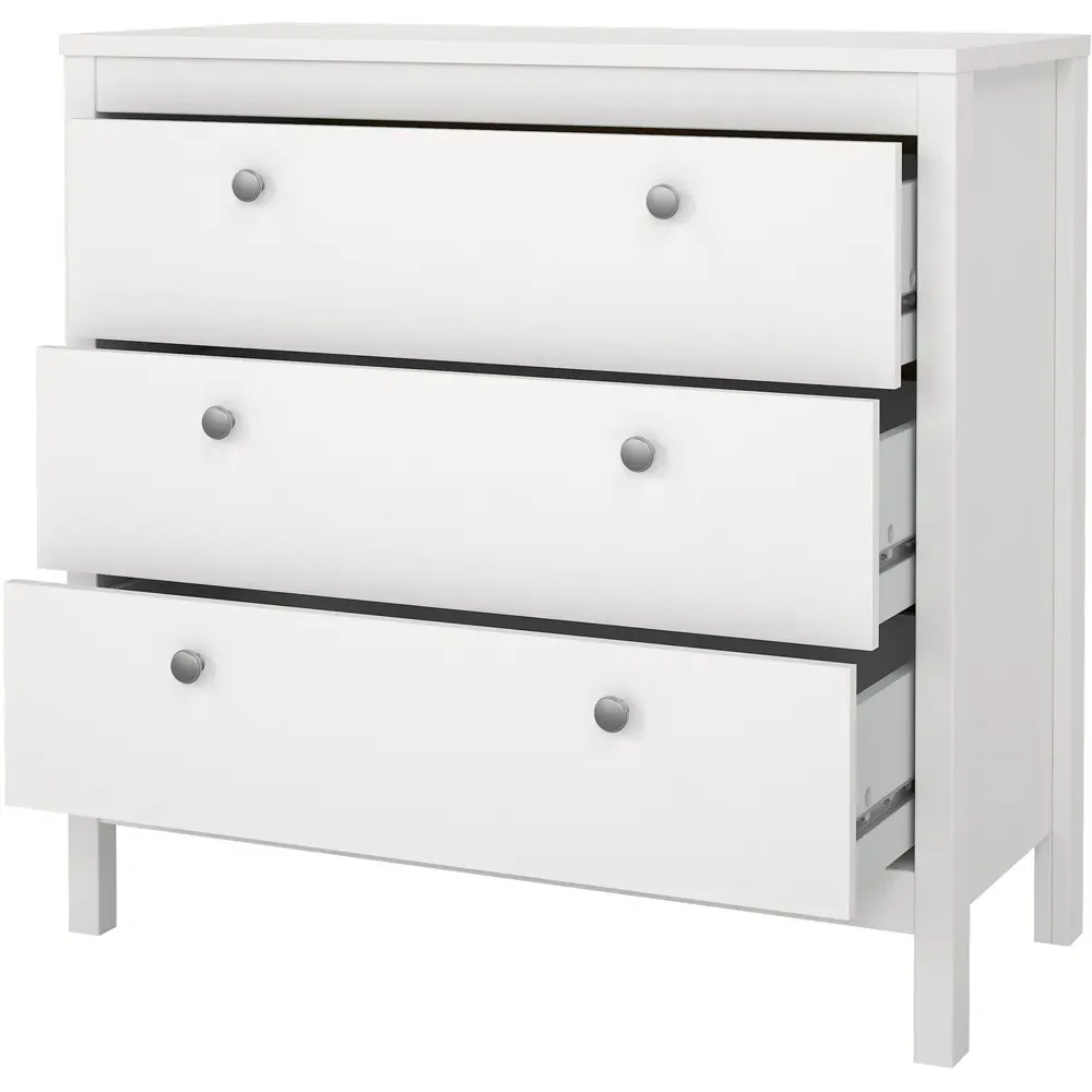 Florence Madrid 3 Drawer Chest of Drawers - White