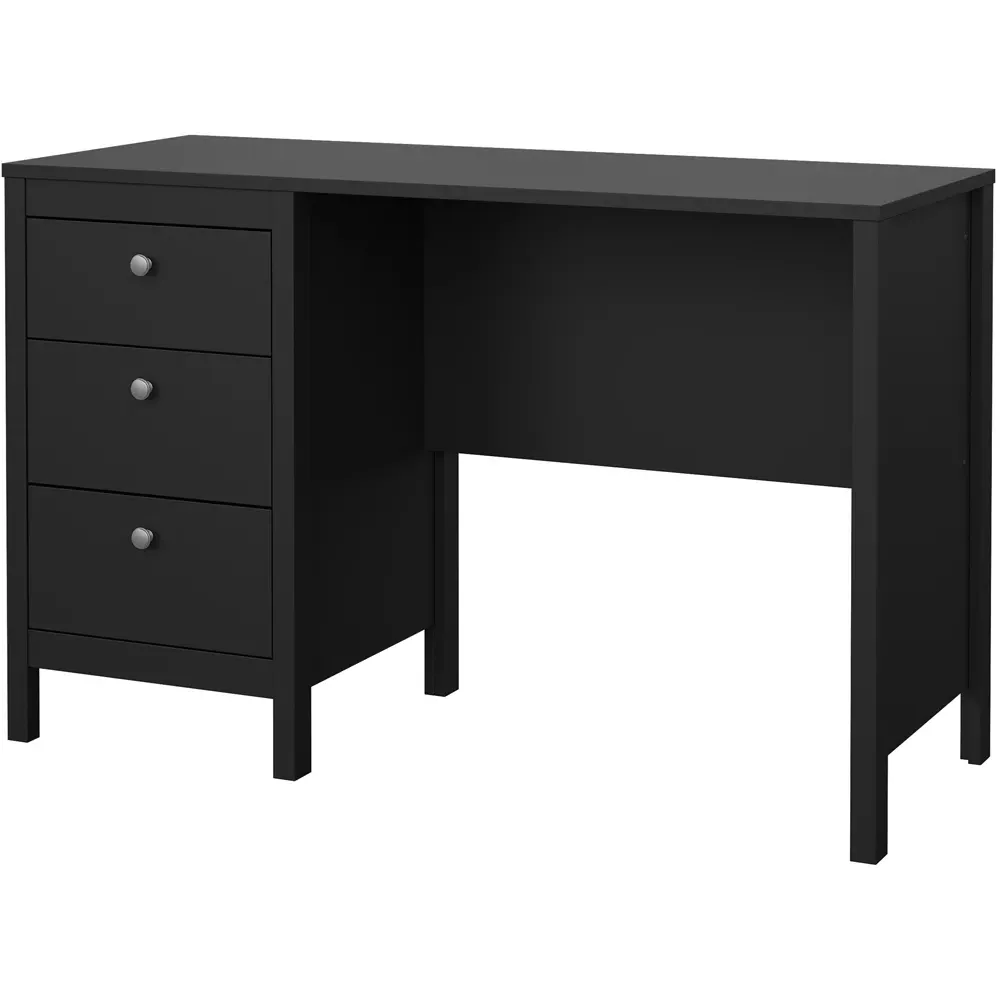 Florence Madrid 3 Drawer Desk - Black
