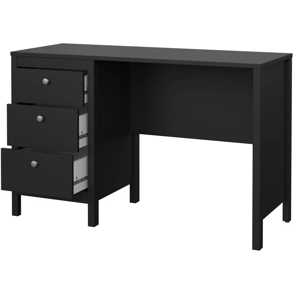 Florence Madrid 3 Drawer Desk - Black