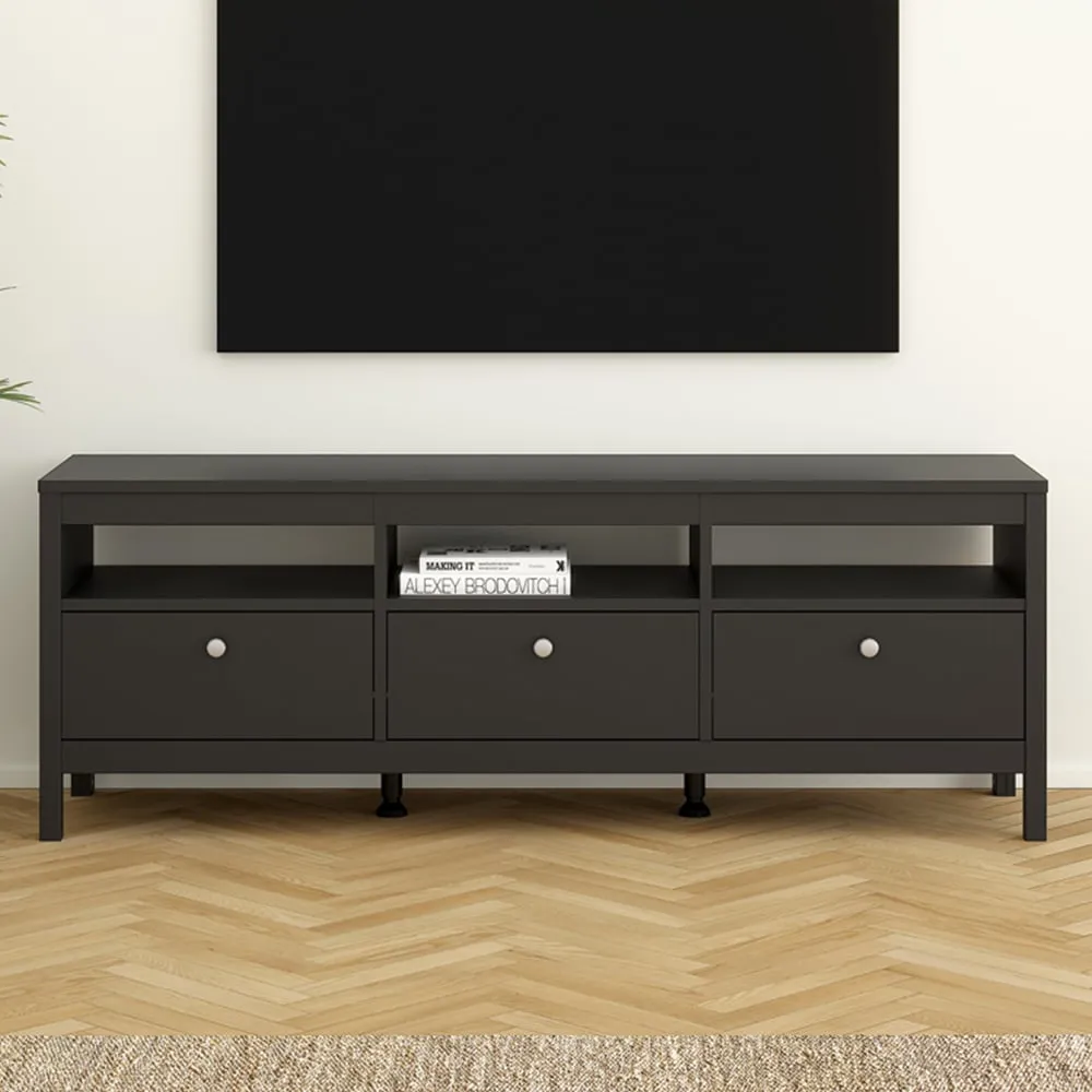 Florence Madrid 3 Drawer TV Unit - Black