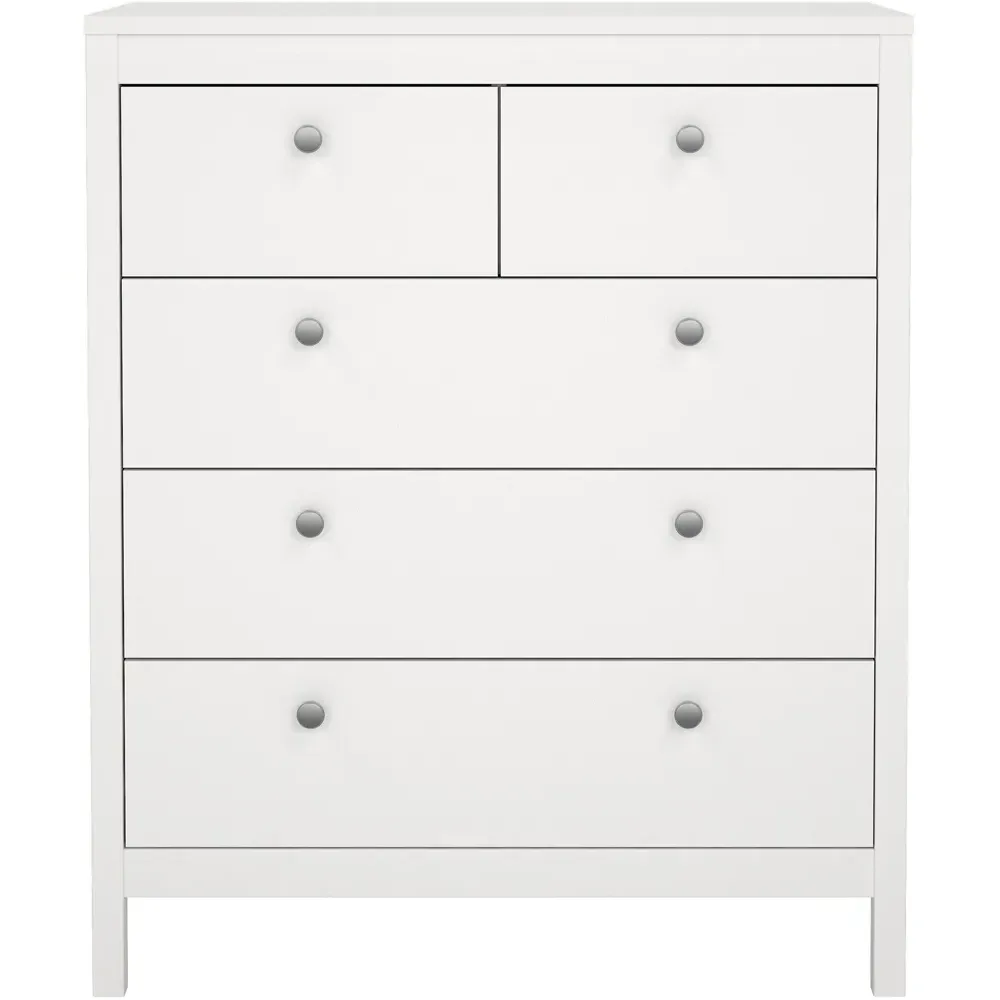 Florence Madrid 5 Drawer Chest of Drawers - White