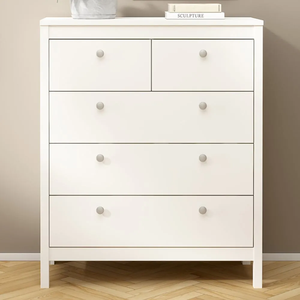 Florence Madrid 5 Drawer Chest of Drawers - White