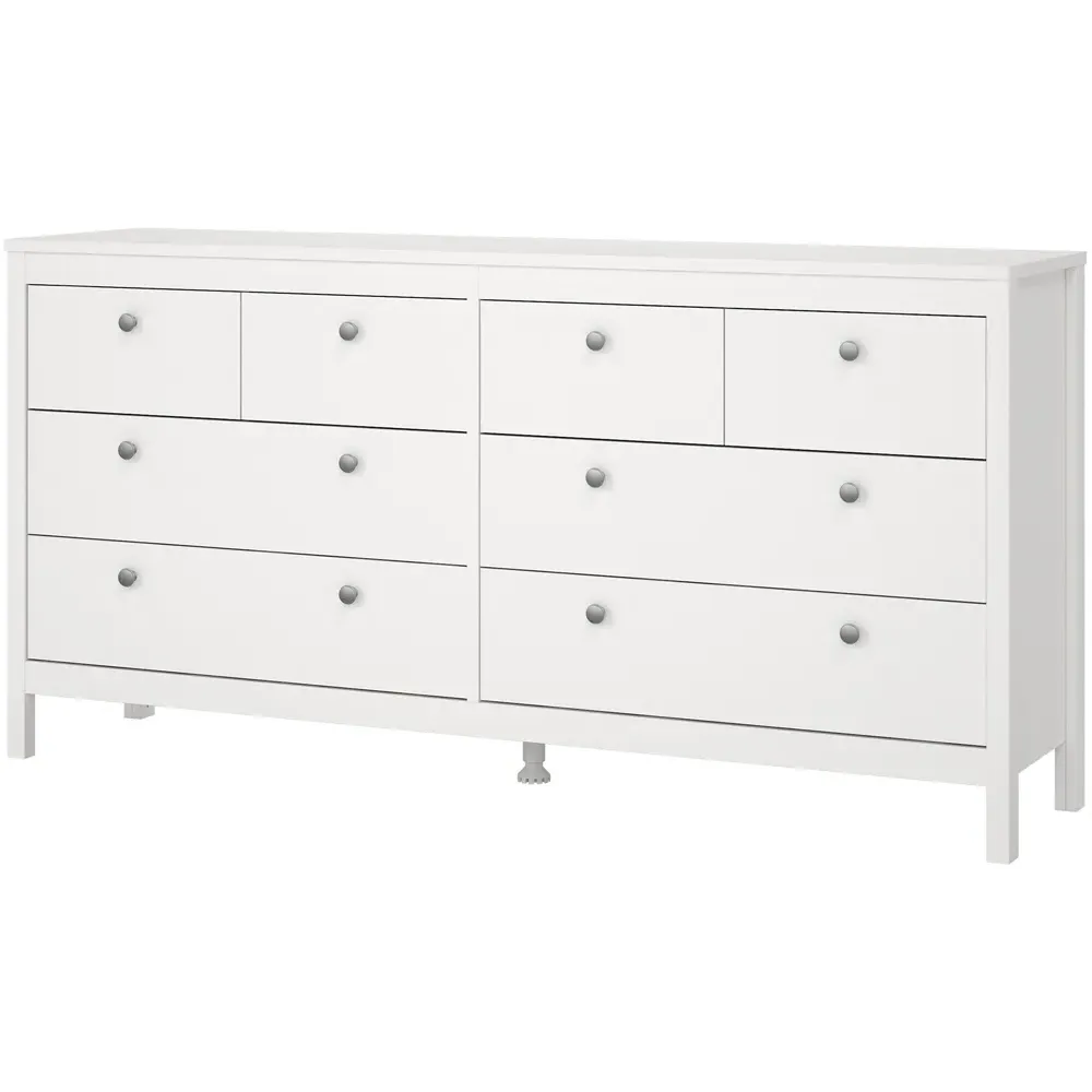 Florence Madrid 8 Drawer Double Dresser - White