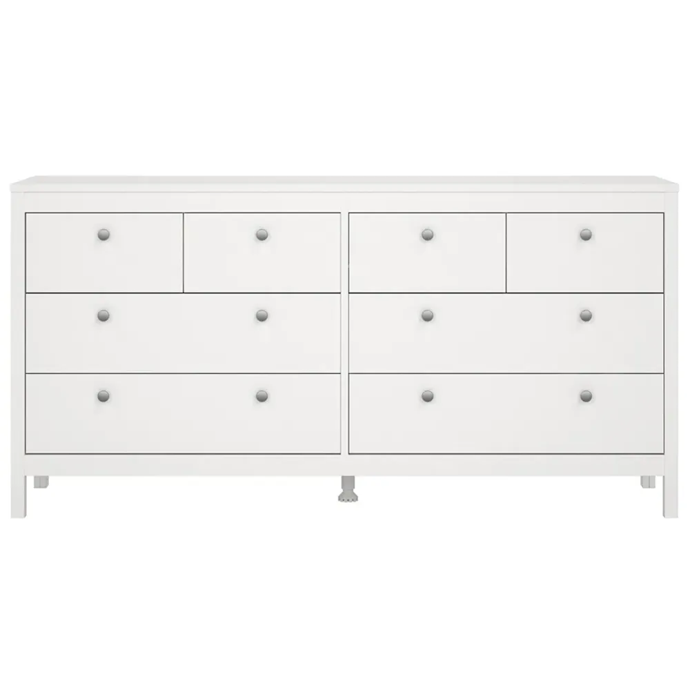 Florence Madrid 8 Drawer Double Dresser - White