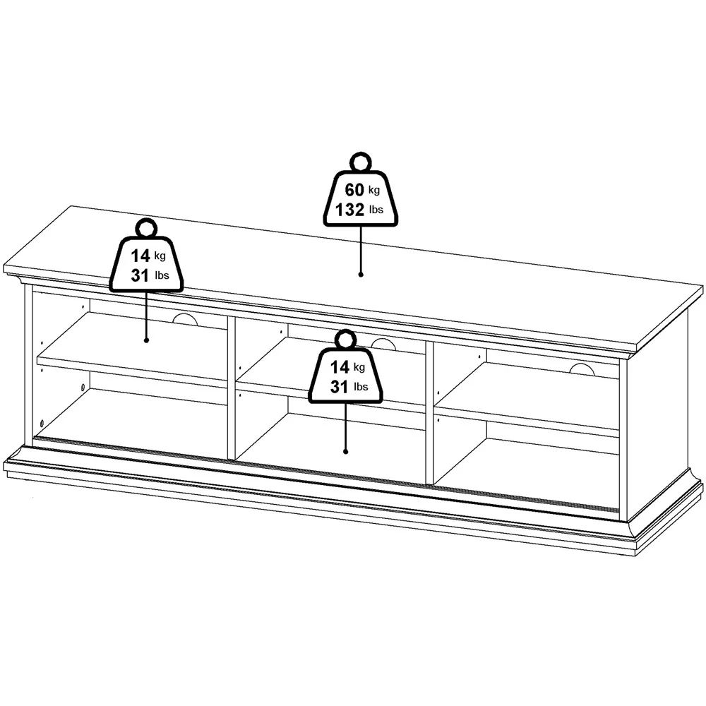 Florence Paris 2 Door TV Unit with Storage - White