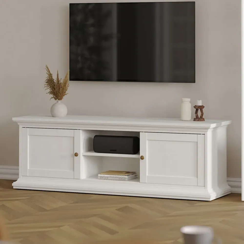 Florence Paris 2 Door TV Unit with Storage - White