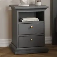 Florence Paris 2 Drawer Bedside Table - Grey