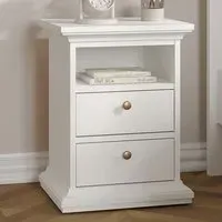 Florence Paris 2 Drawer Bedside Table - White