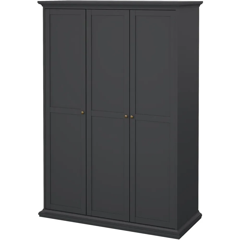 Florence Paris 3 Door Wardrobe - Grey