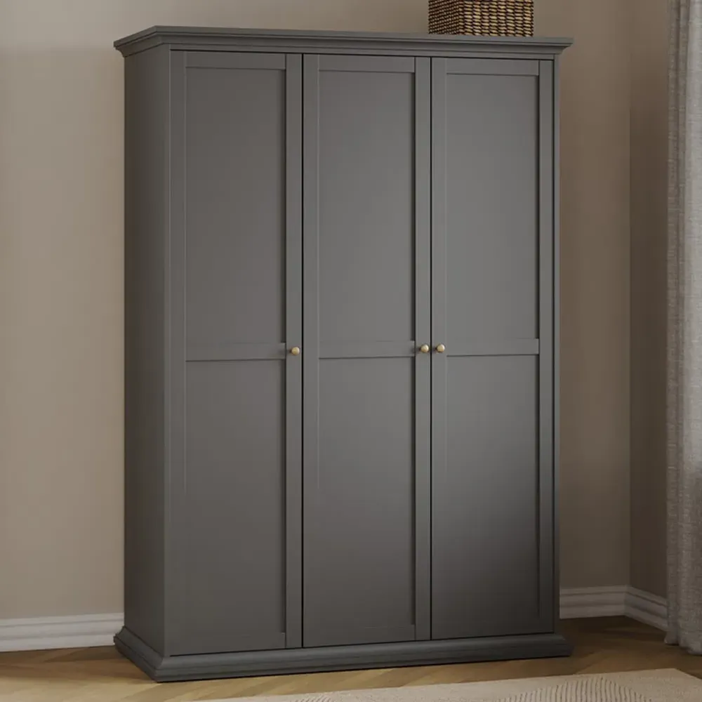 Florence Paris 3 Door Wardrobe - Grey image