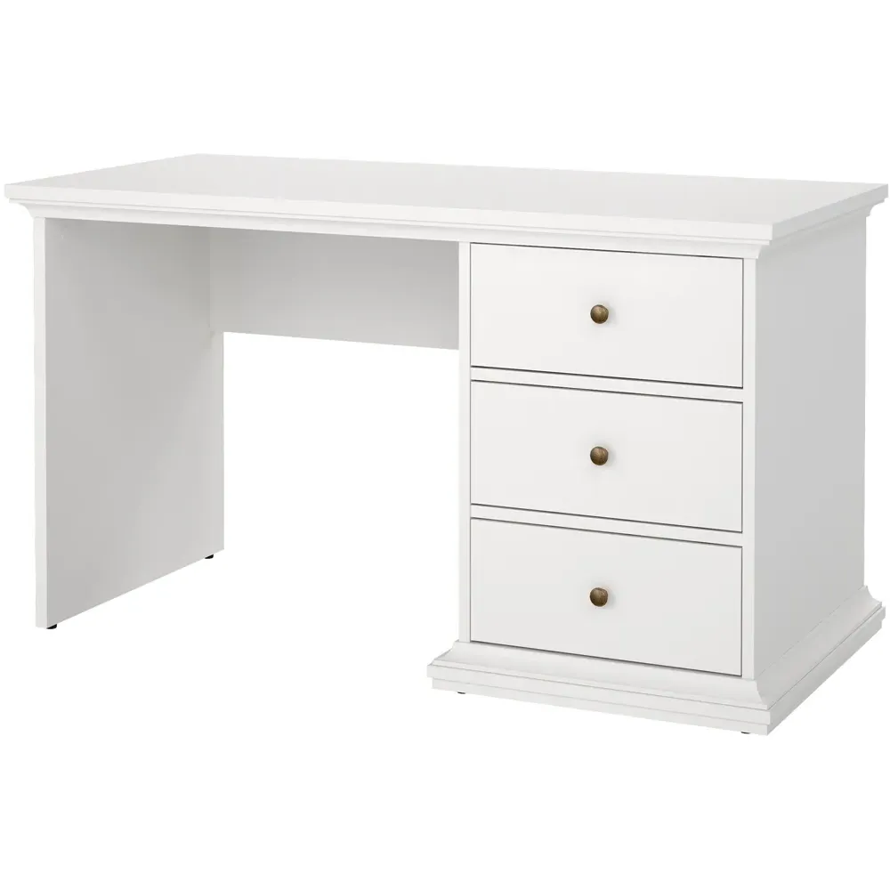 Florence Paris 3 Drawer Desk - White