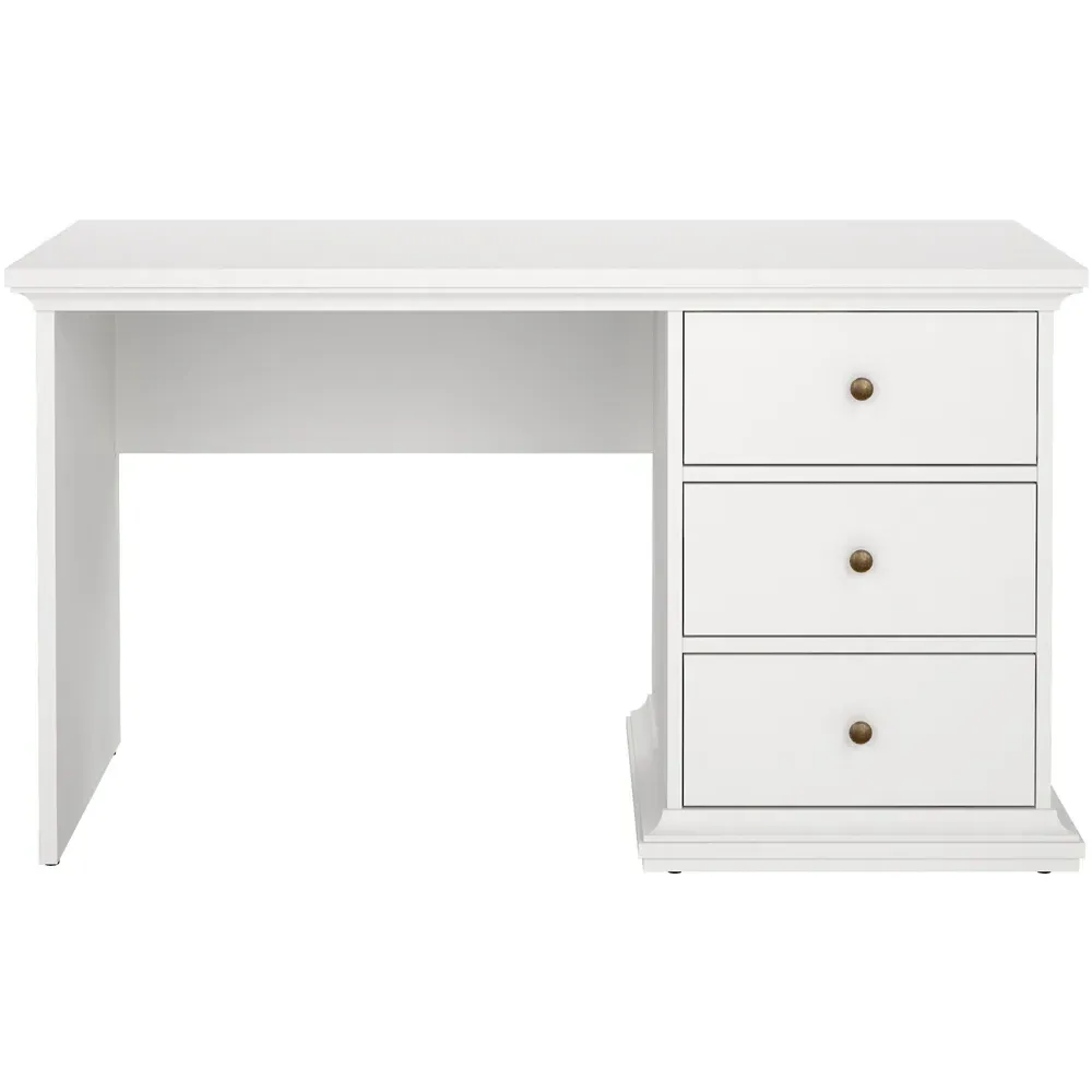 Florence Paris 3 Drawer Desk - White