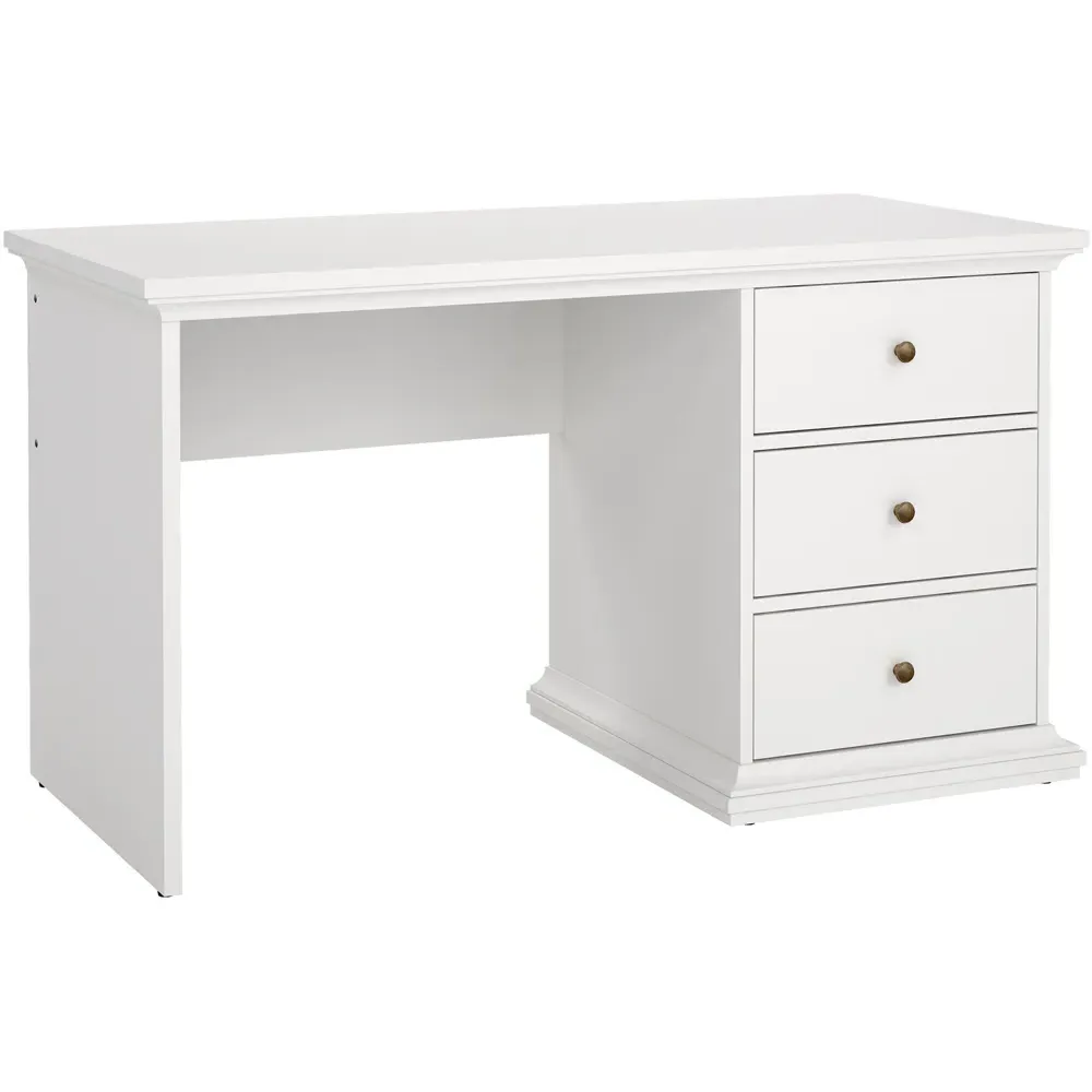 Florence Paris 3 Drawer Desk - White