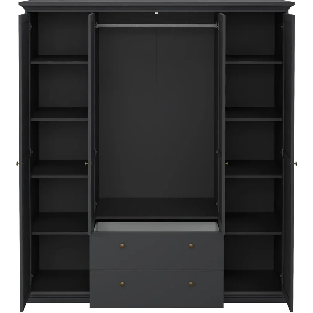 Florence Paris 4 Door 2 Drawer Wardrobe - Grey