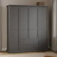 Florence Paris 4 Door 2 Drawer Wardrobe - Grey