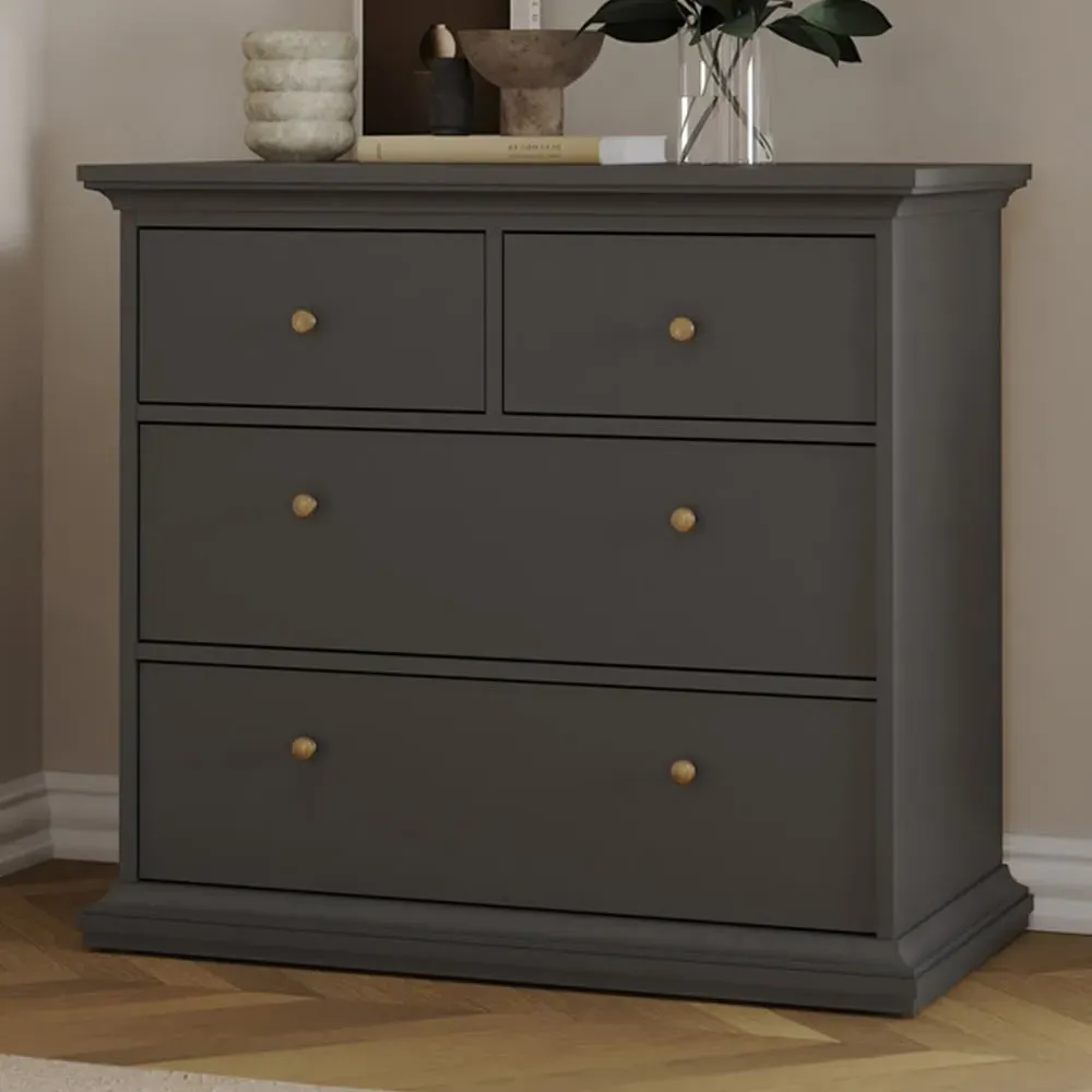 Florence Paris 4 Drawer Chest of Drawers - Grey