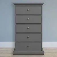 Florence Paris 5 Drawer Chest of Drawers - Grey