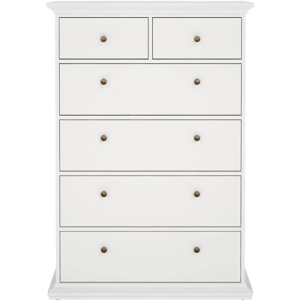 Florence Paris 6 Drawer Chest of Drawers - White