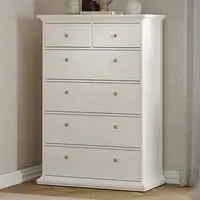 Florence Paris 6 Drawer Chest of Drawers - White