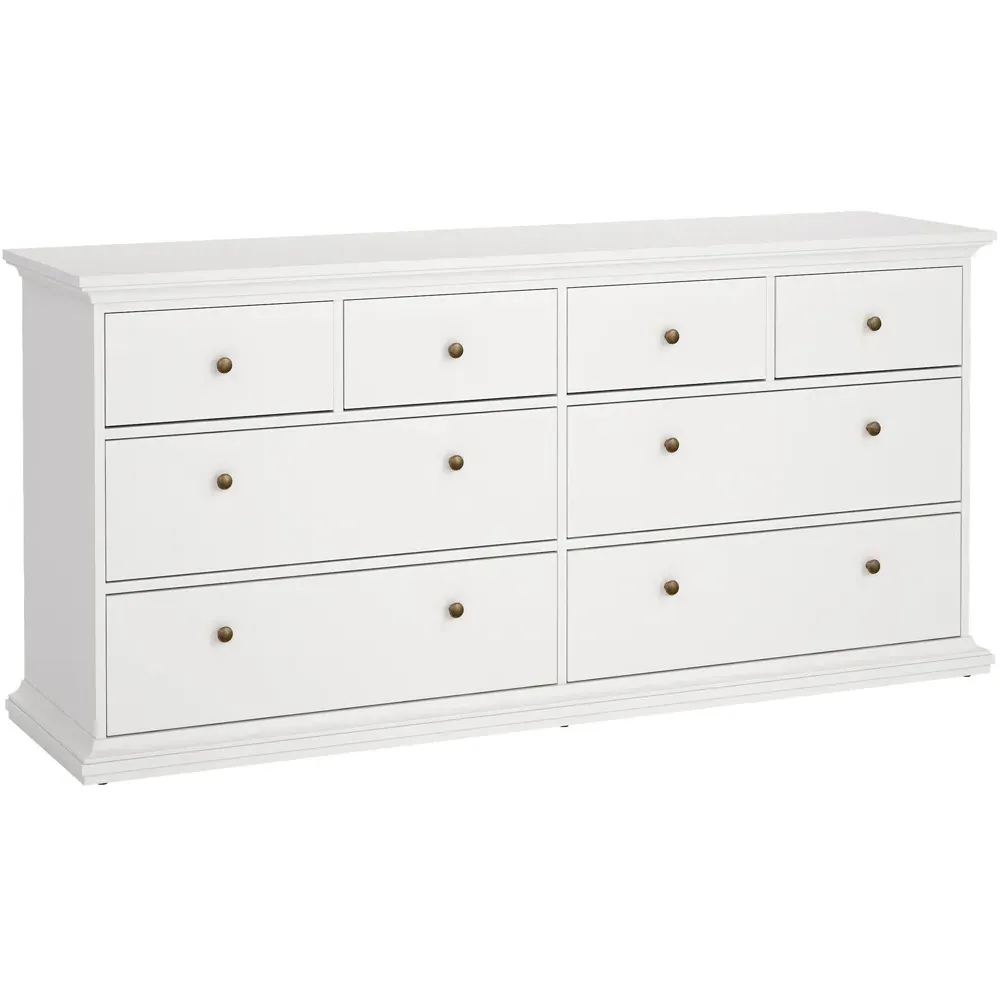 Florence Paris 8 Drawer Chest of Drawers - White