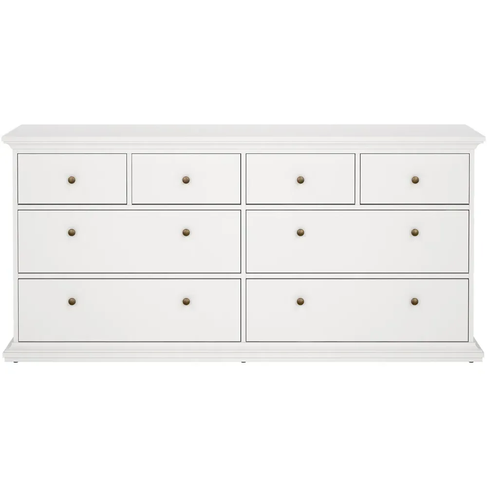 Florence Paris 8 Drawer Chest of Drawers - White