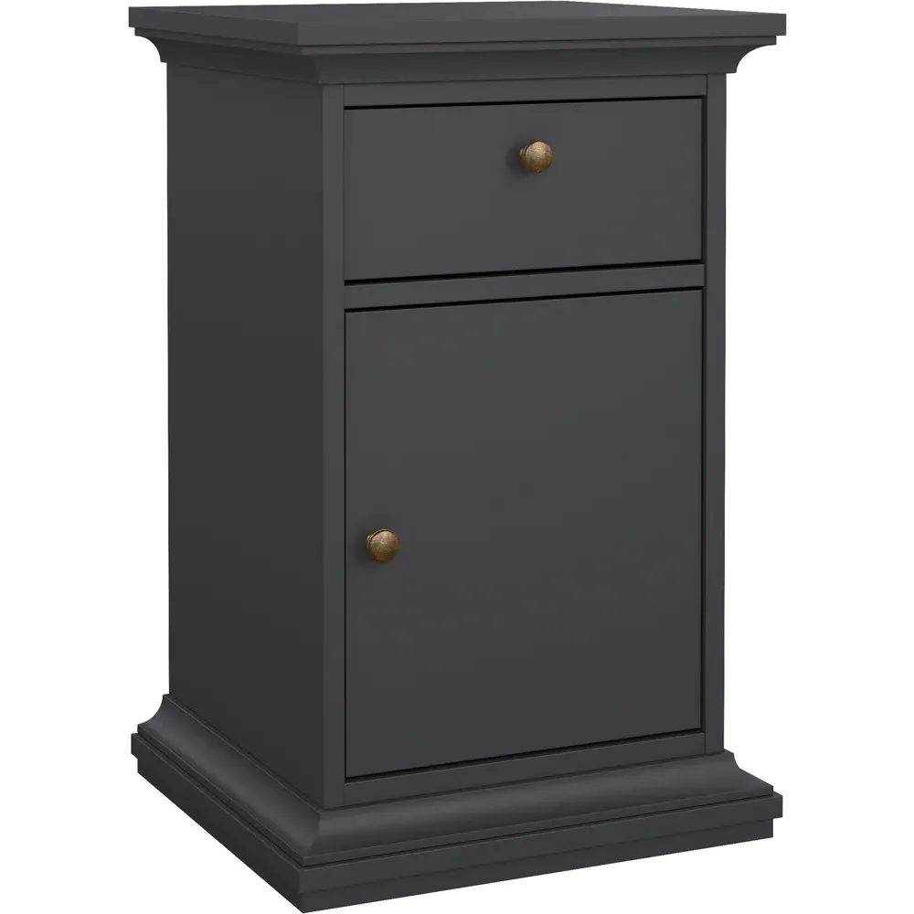 Florence Paris Single Door Single Drawer Bedside Table - Grey