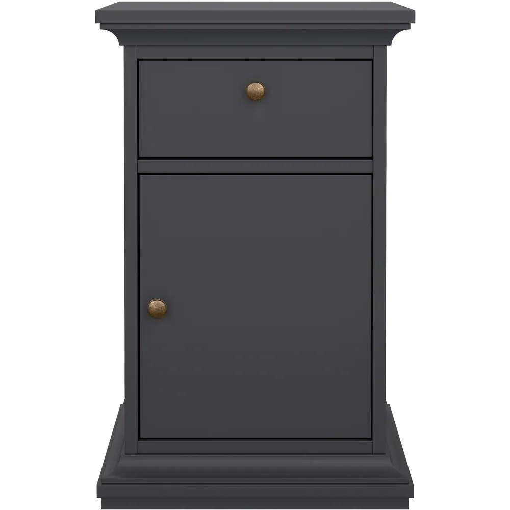Florence Paris Single Door Single Drawer Bedside Table - Grey