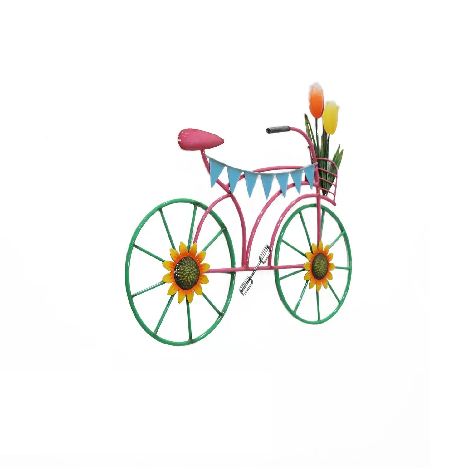 Flower Bike Hanging Decoration with Basket - Multicolor