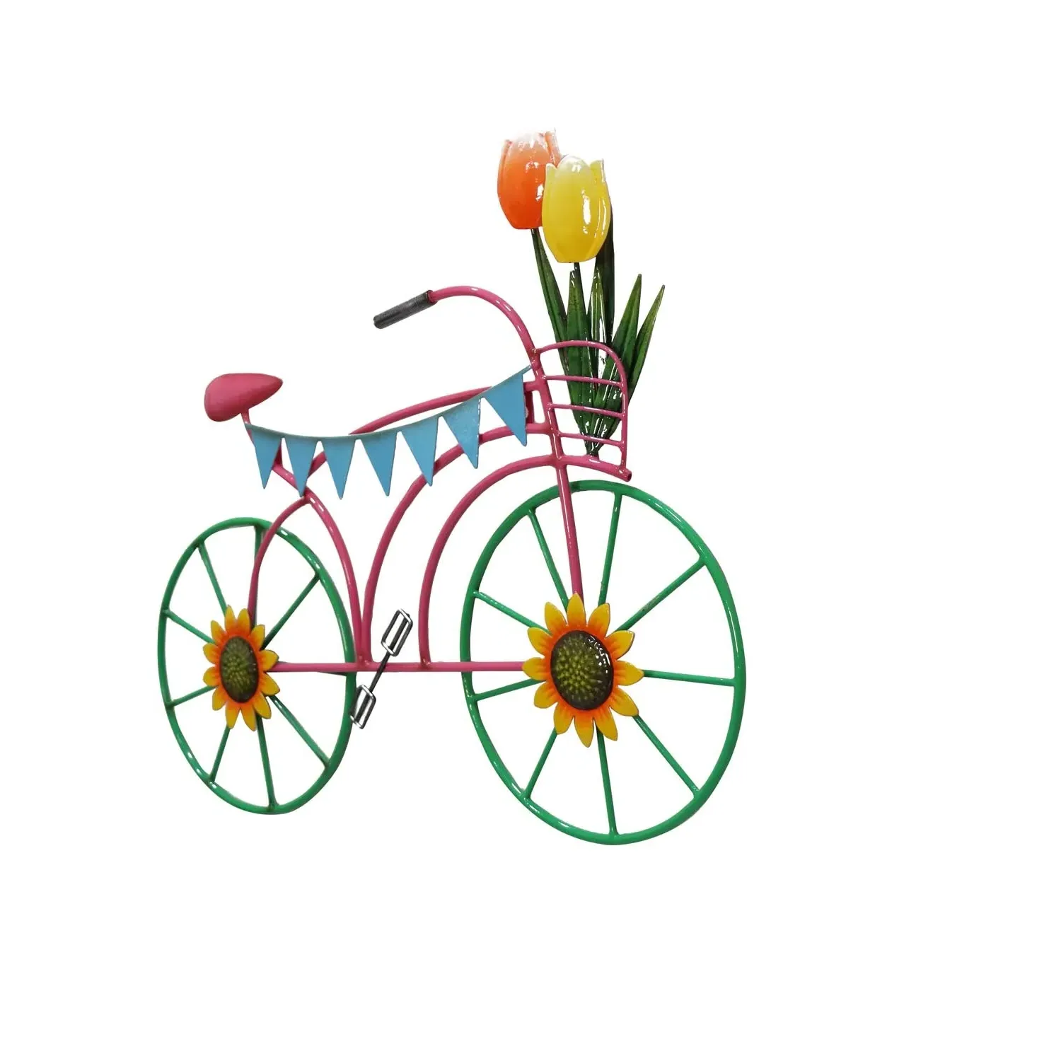 Flower Bike Hanging Decoration with Basket - Multicolor