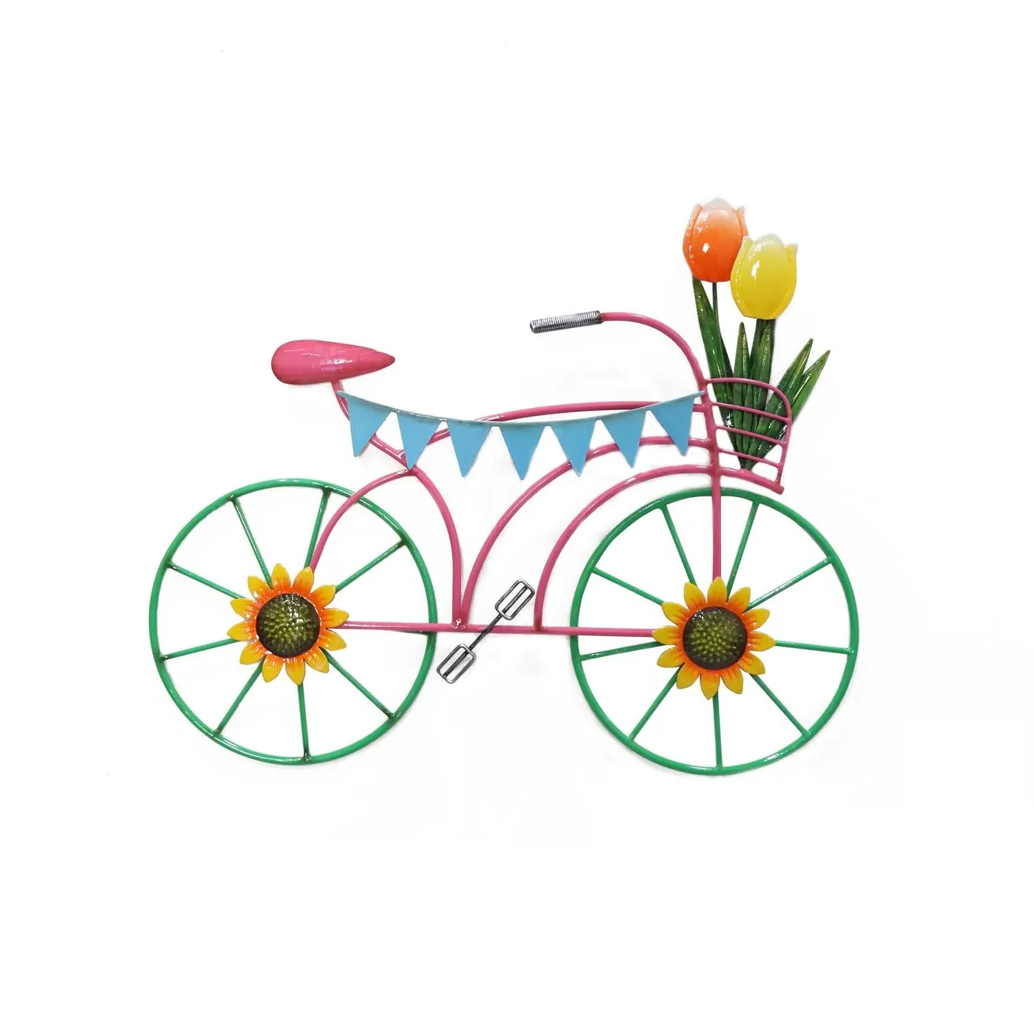 Flower Bike Hanging Decoration with Basket - Multicolor image