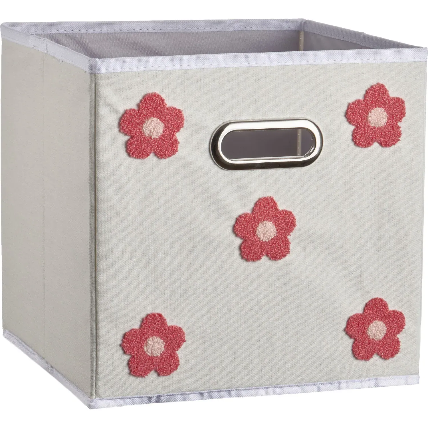 Flower Cube Storage Box - White, Pink