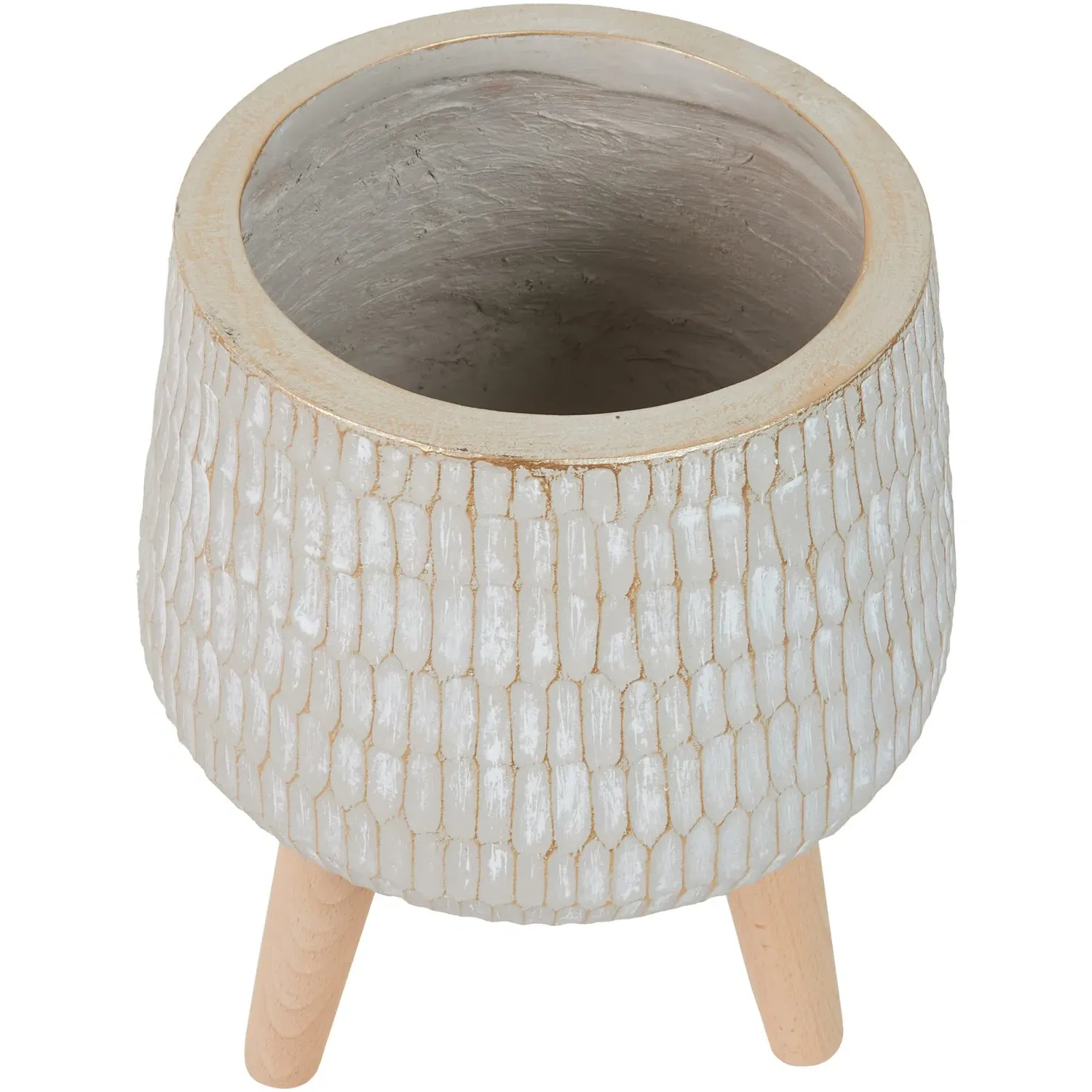 Flower Pot with Beech Wood Stand - Neutral