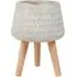 Flower Pot with Beech Wood Stand - Neutral